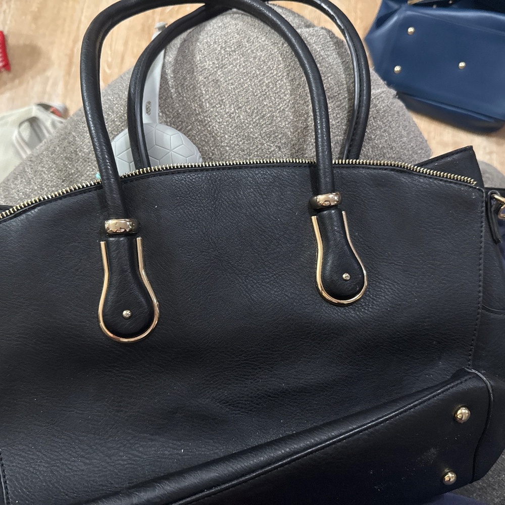 Leather top handle tote